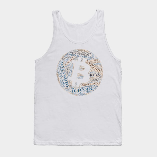 Bitcoin Wordcloud for Lighter Backgrounds Tank Top by WYL - Words You Love